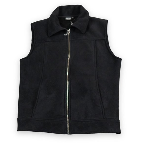 NILS Jackets & Blazers - NILS Sportswear Faux Suede Vest Women Medium Black‎ Fleece Lined Elegent Stylish